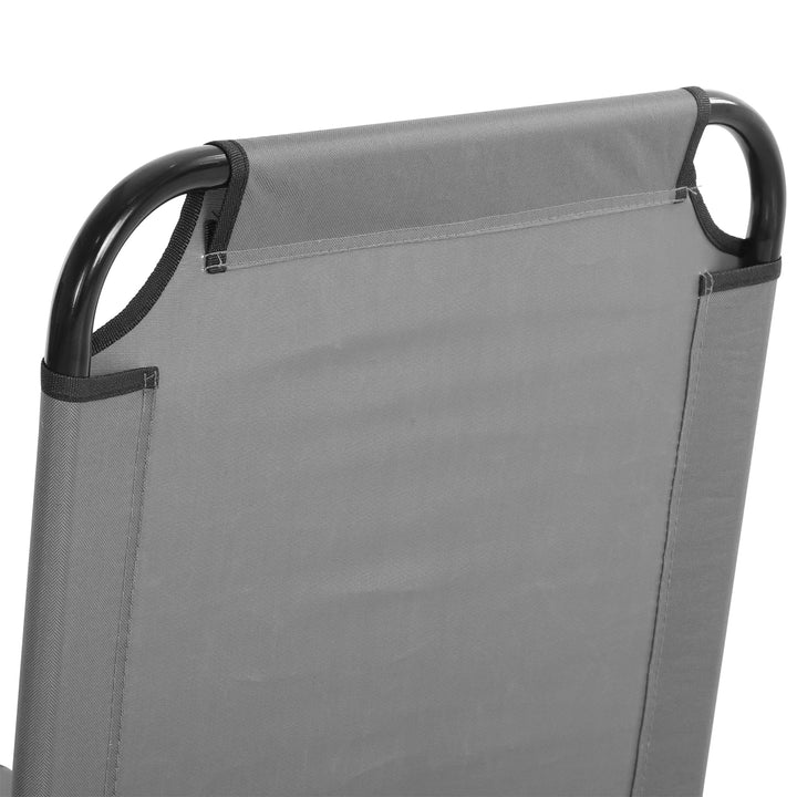 MCL Foldable Sun Lounger with 5-Position Adjustable Backrest, Outdoor Portable Recliner Chaise Lounge Chair with Breathable Mesh Fabric, Grey