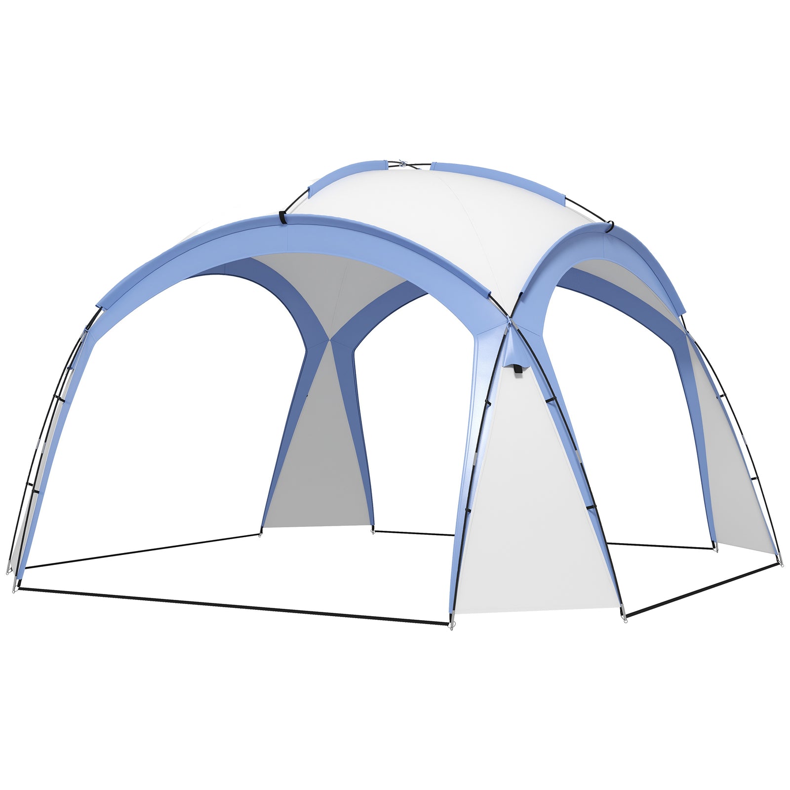 3.5 x 3.5M Camping Gazebo, Outdoor Event Shelter Dome Tent Garden Sun Shelter Patio Spire Arc Pavilion Camp Sun Shade Tent for 6-8 Person, Light Blue