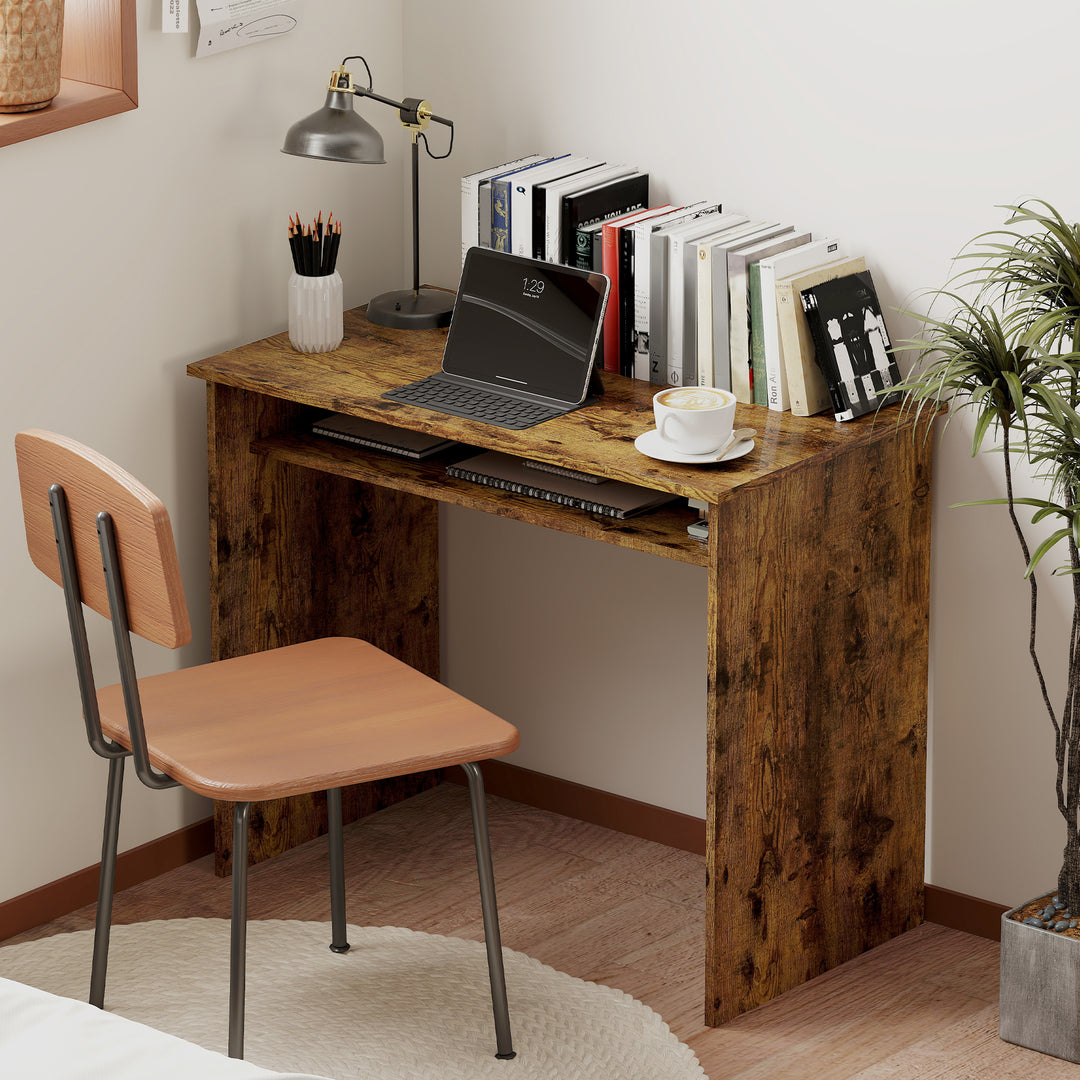Boxy Work Desk, with Shelf - Wood-Effect