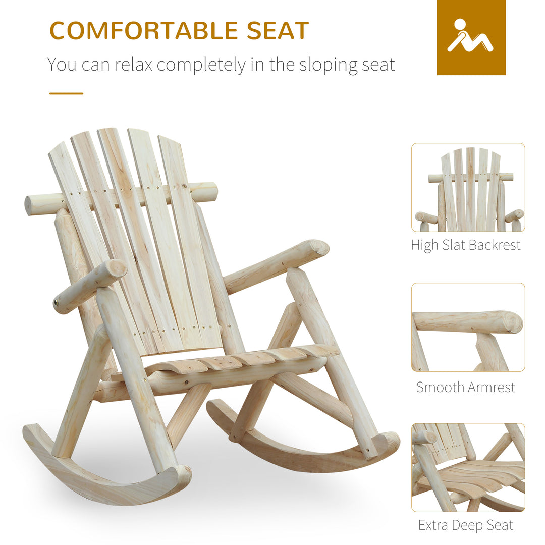 2 Piece Adirondack Chair Cedar Wood Ergonomic Rocking Chair Porch Rocker Garden Traditional - Burlywood