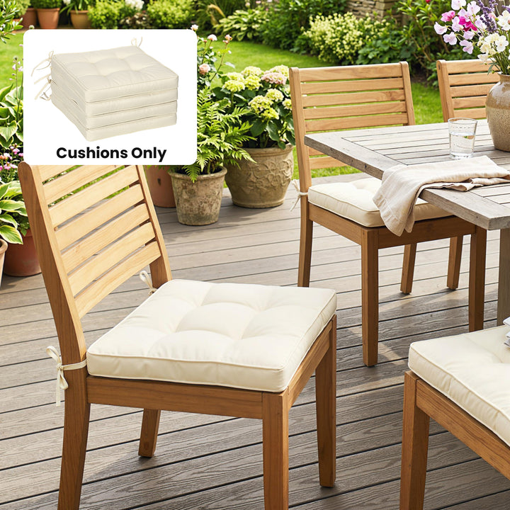 Set of 4 Garden Seat Cushion with Ties, 42 x 42cm Replacement Dining C