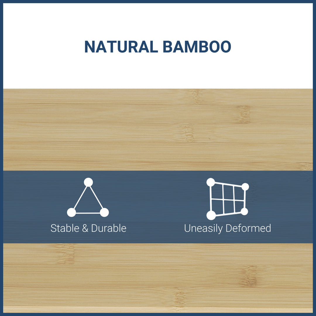 MCL Monitor Riser Laptop PC Plinth Stand TV Computer Desktop Organiser W/ Drawer Bamboo