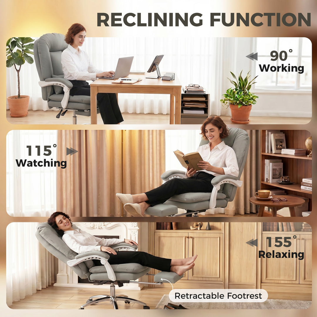Ergonomic Executive Office Chair, Reclining Desk Chair with Lumbar Sup