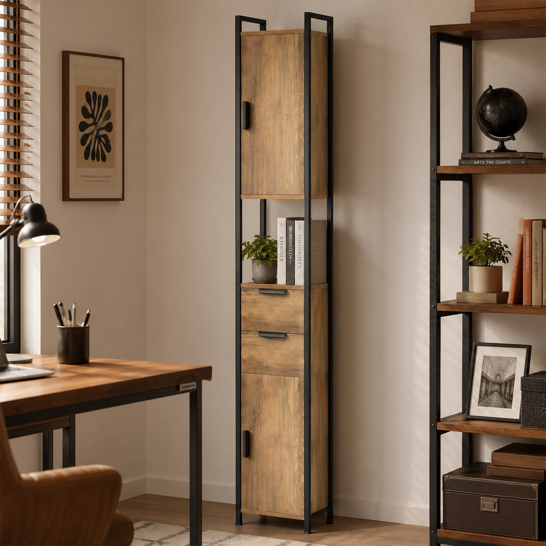 Freestanding Bathroom Cabinet, Tall Bathroom Storage Cabinet with Draw