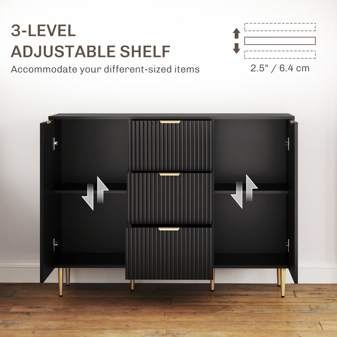 MCL 2-Door Sideboard with 3 Drawers and Adjustable Shelves - Black