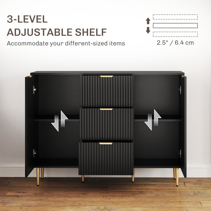 MCL 2-Door Sideboard with 3 Drawers and Adjustable Shelves - Black