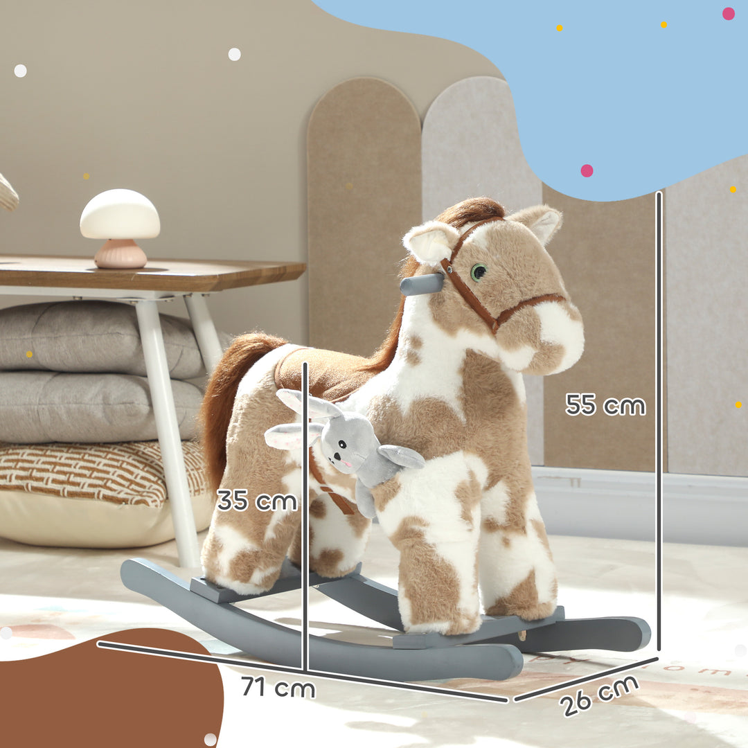 Baby Rocking Horse, Plush Animal Rocker with Realistic Sound and Toy, Rocking Toy Chair for Kids Aged 2-5