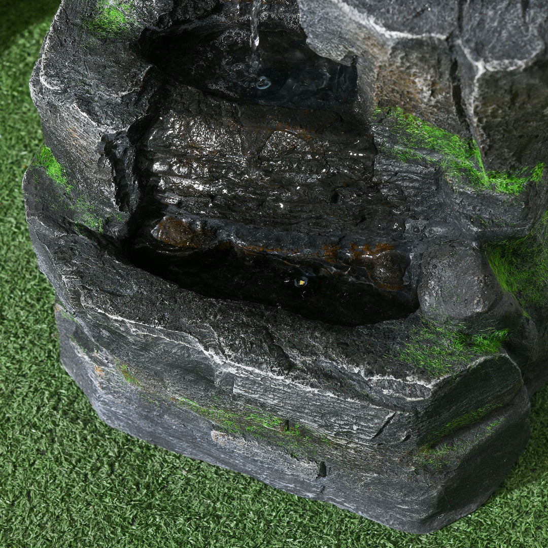 Garden Water Feature with LED Lights - Dark Grey
