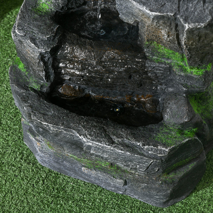 Garden Water Feature with LED Lights - Dark Grey