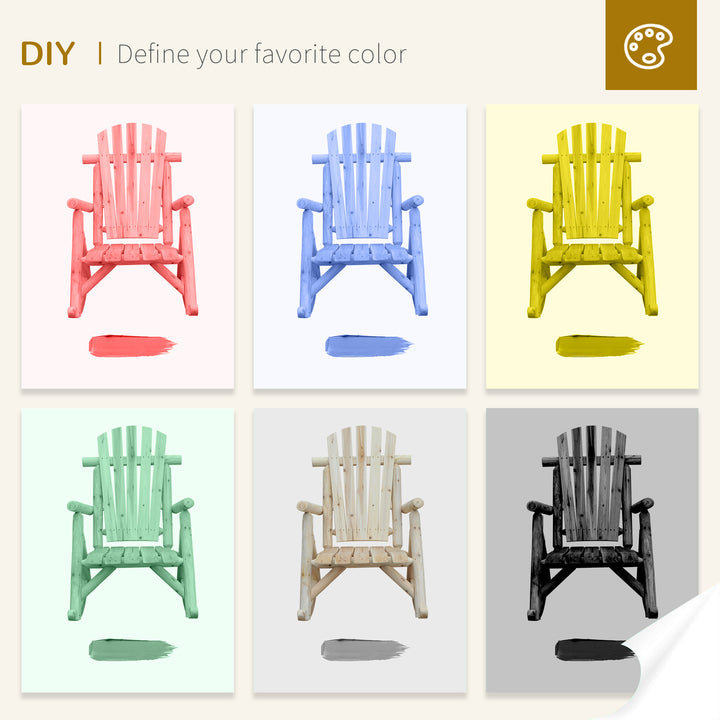 2 Piece Adirondack Chair Cedar Wood Ergonomic Rocking Chair Porch Rocker Garden Traditional - Burlywood