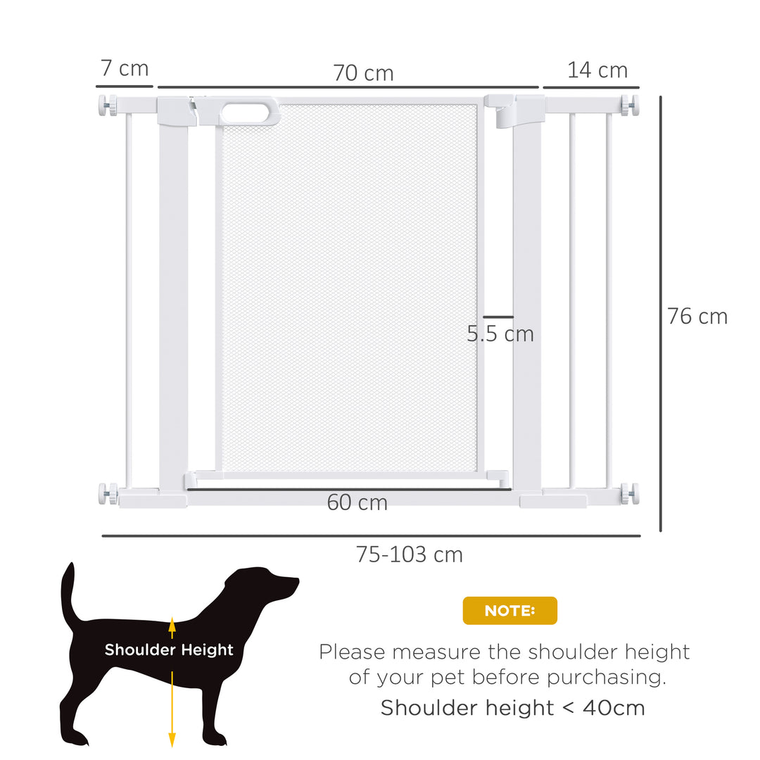 PawHut Pressure Fit Safety Gate for Doorways and Staircases, Dog Gate w/ Auto Closing Door, Pet Barrier for Hallways w/ Double Locking