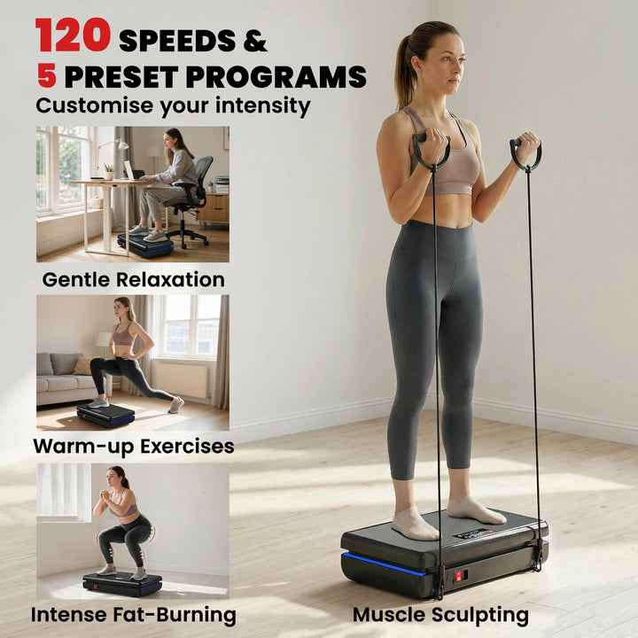 Vibration Plate Exercise Machine with 120 Speed Levels, 5 Programs, Qu