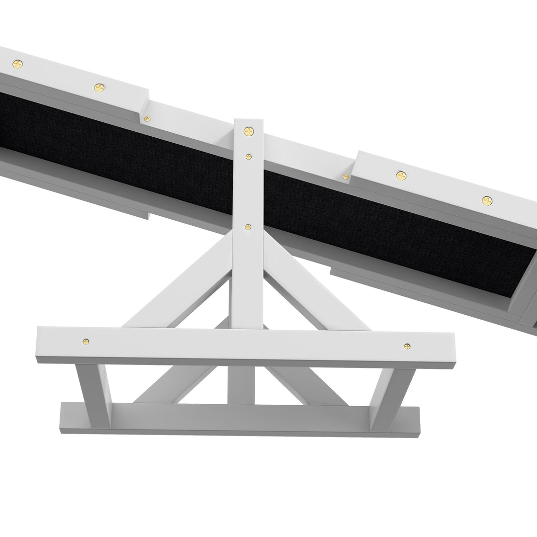 Wooden Pet Seesaw for Big Dogs, Dog Agility Equipment with Anti-Slip Surface - White