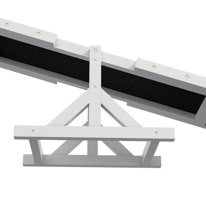 Wooden Pet Seesaw for Big Dogs, Dog Agility Equipment with Anti-Slip Surface - White