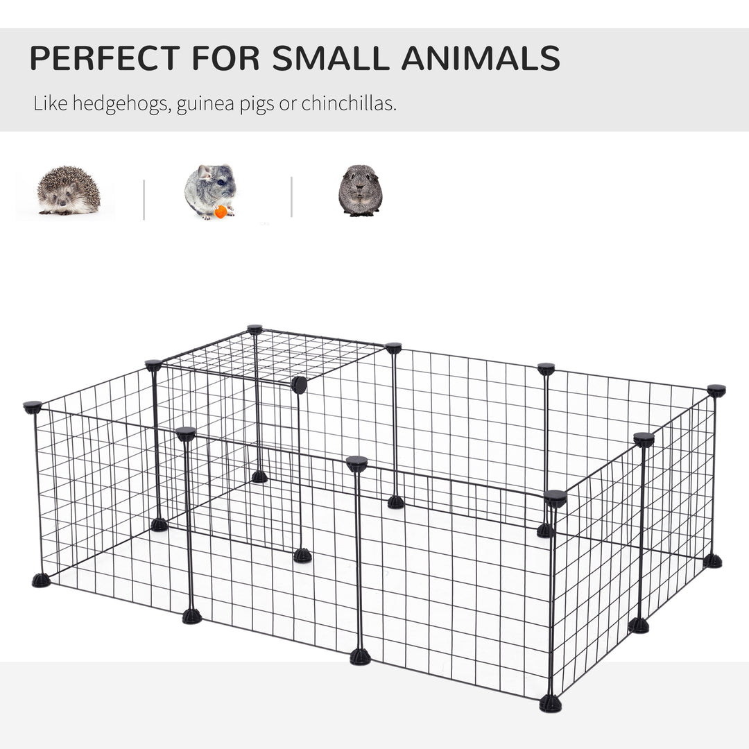 PawHut Modular Pet Enclosure: Secure & Spacious Metal Playpen for Furry Friends, Black, 106Lx73Wx36H cm | Aosom UK