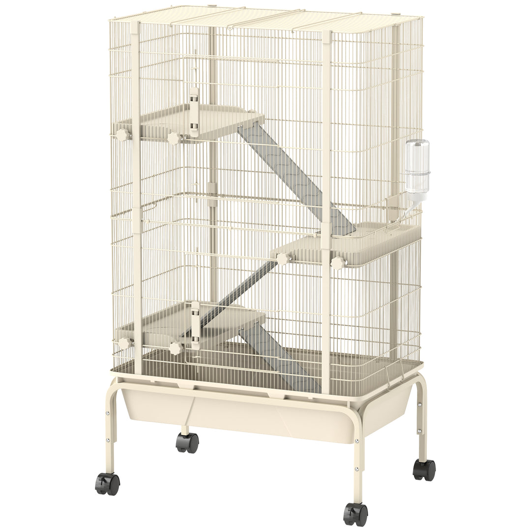 4-Level Rolling Small Animal Cage, Rabbit Cage with 3 Ramps, Water Bot