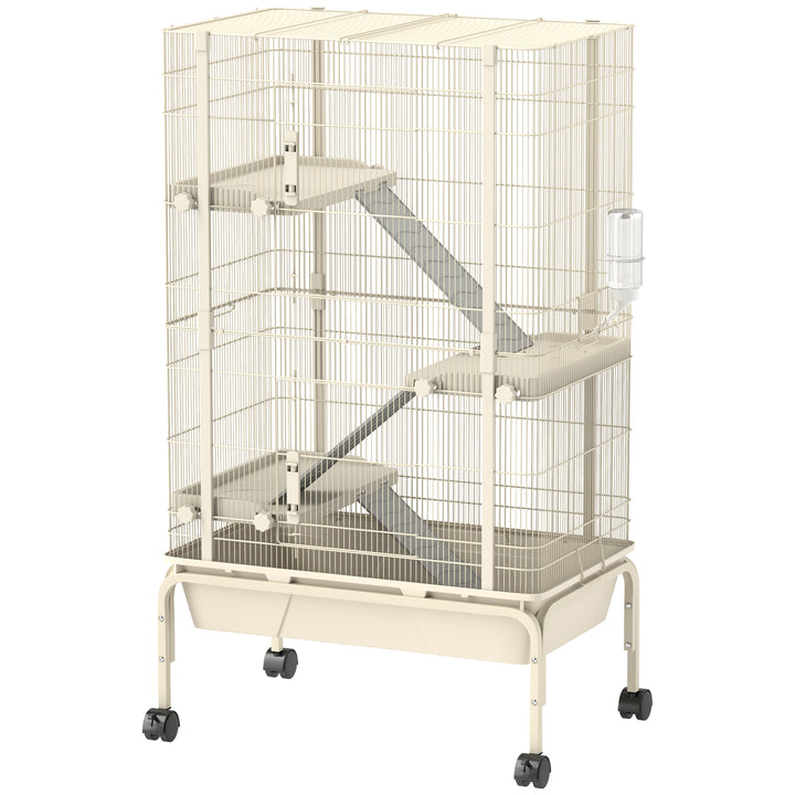 4-Level Rolling Small Animal Cage, Rabbit Cage with 3 Ramps, Water Bot