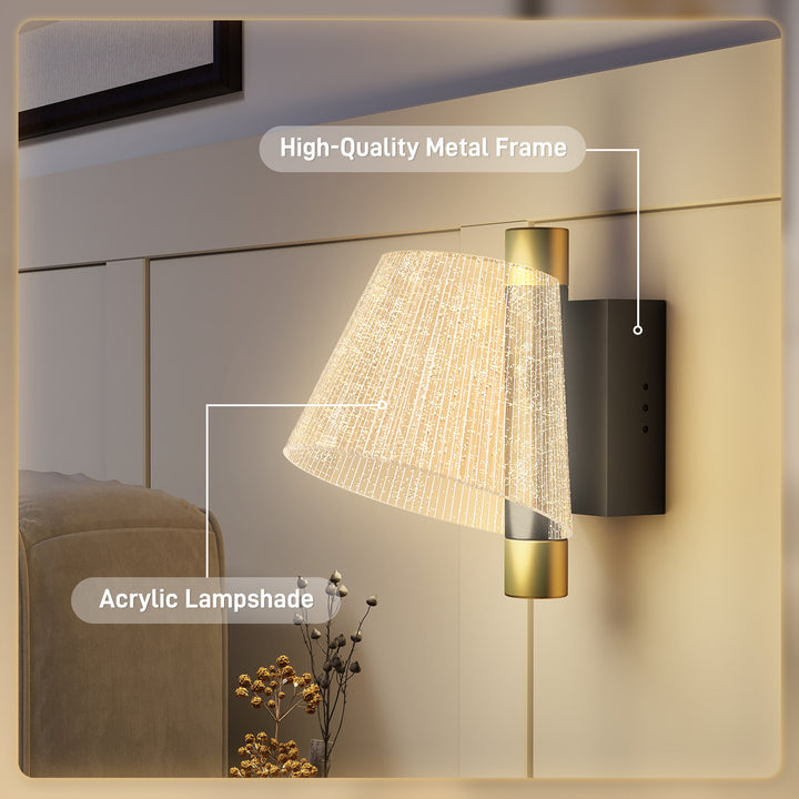 Led Wall Lamp 2 Pack, 5W Modern Indoor Starry Wall Light, Colour Temperature Adjustable 3000K/4000K/6500K, for Bedroom, Living Room, Hallway, Stairs, Black