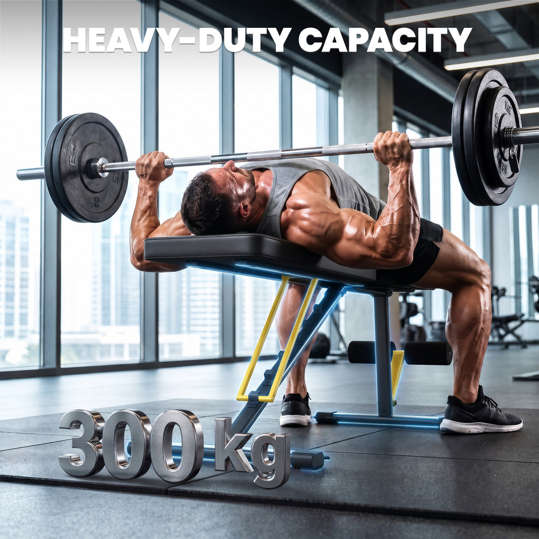 Adjustable Weight Bench, 300kg Incline Decline Flat Foldable Bench Pre