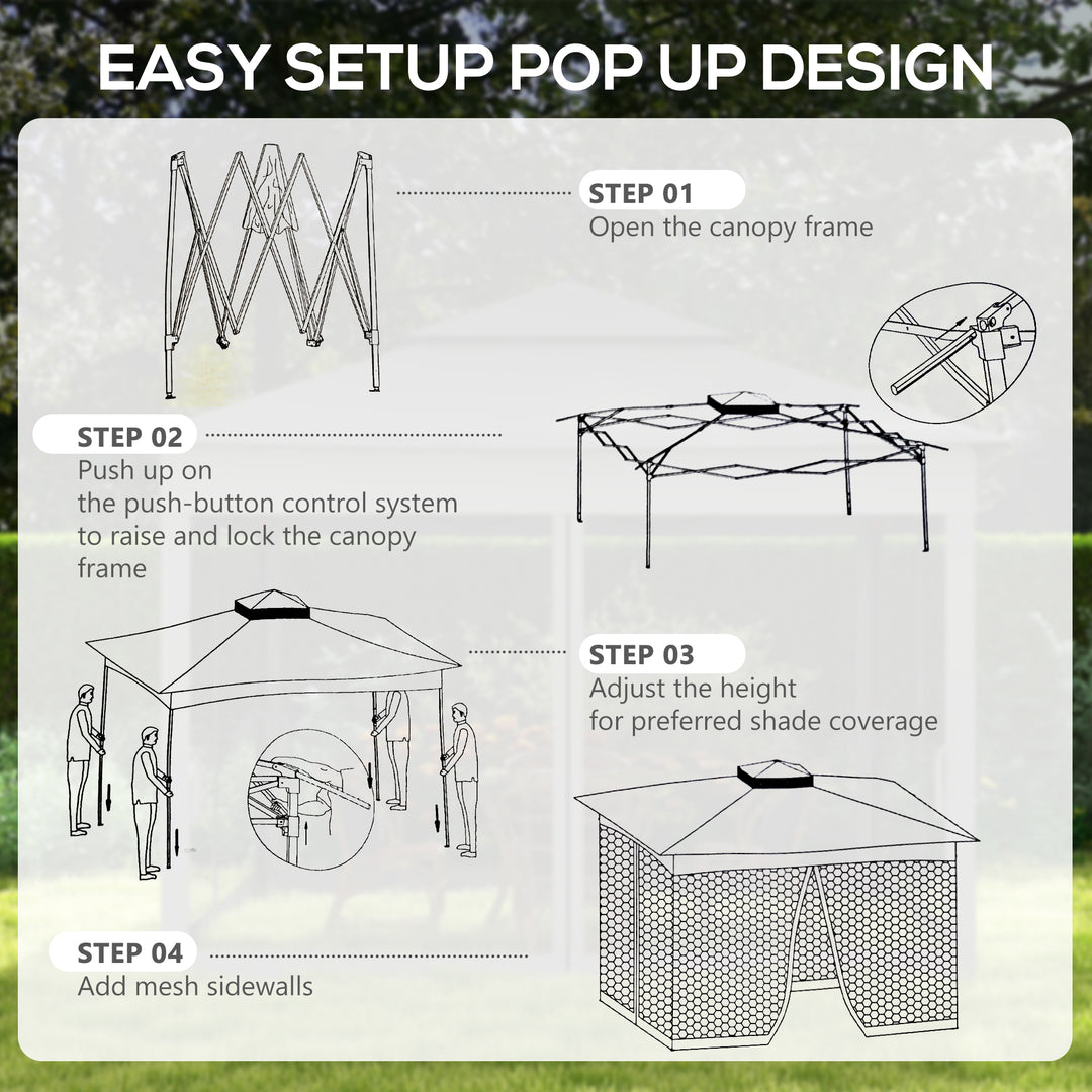 3 x 3(m) Pop Up Gazebo, Double-roof Garden Tent with Netting and Carry Bag, Party Event Shelter for Outdoor Patio, Dark Grey