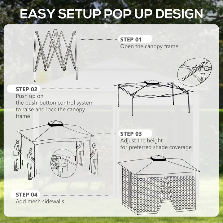 3 x 3(m) Pop Up Gazebo, Double-roof Garden Tent with Netting and Carry Bag, Party Event Shelter for Outdoor Patio, Dark Grey