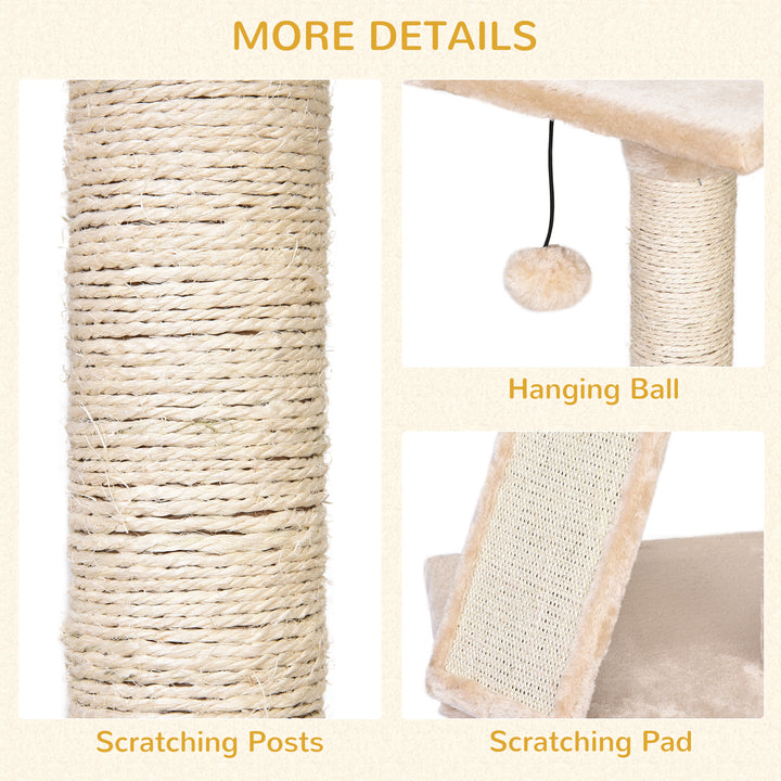 Corner Cat Tree for Indoor Cats, Kitten Tower with Scratching Post House Ladder Toy - Beige