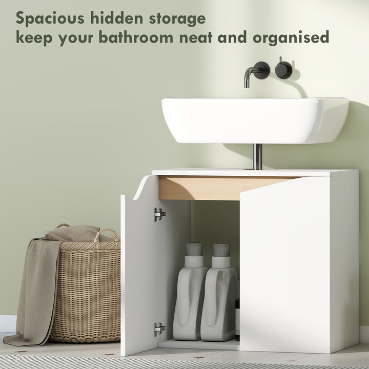 Under Sink Bathroom Cabinet, Bathroom Storage Cabinet with Soft-Close Doors, for Basin without Pedestal