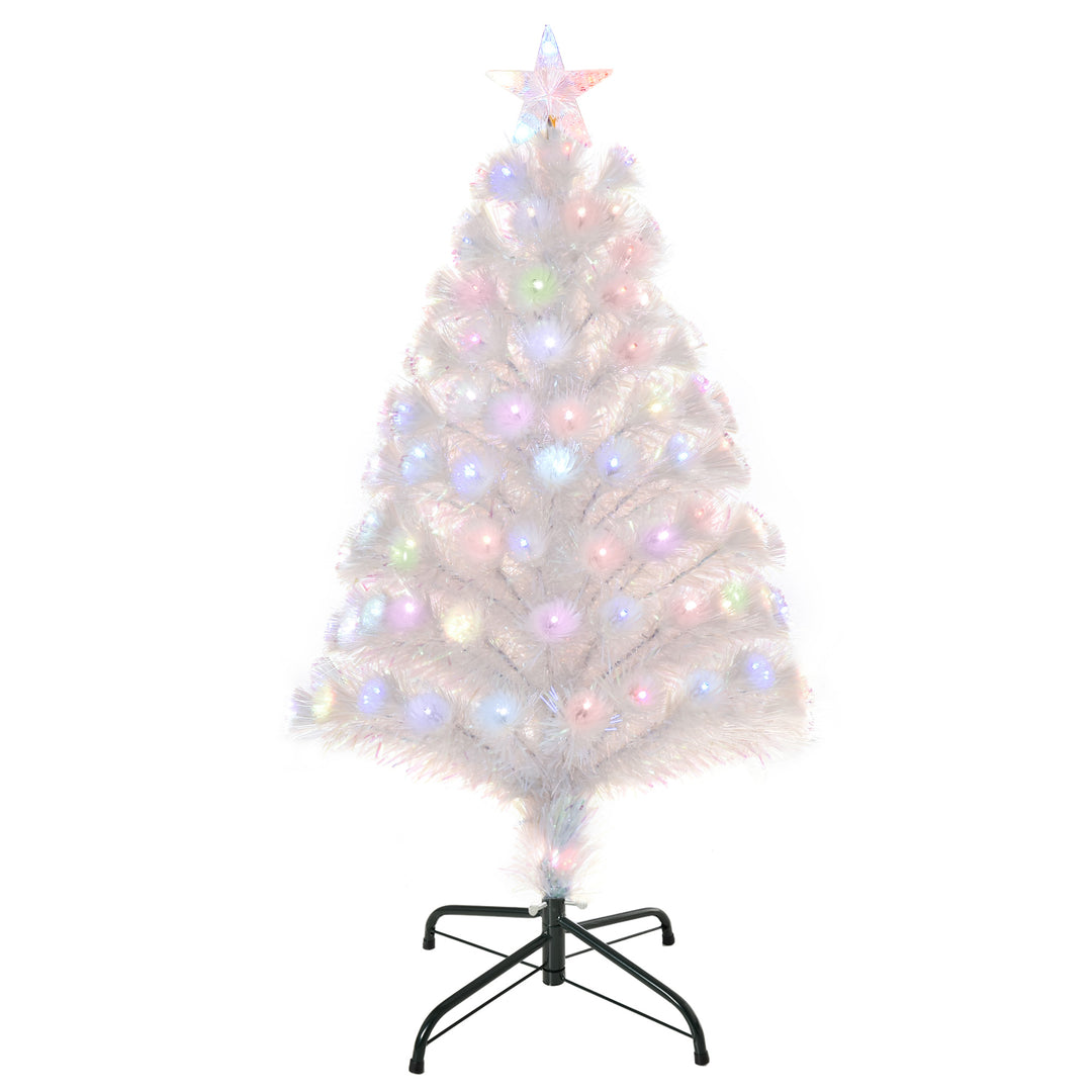 MCL 3FT Pre-Lit Artificial Christmas Tree w/ Fibre Optic LED Lights Holiday Home Xmas Decoration-White