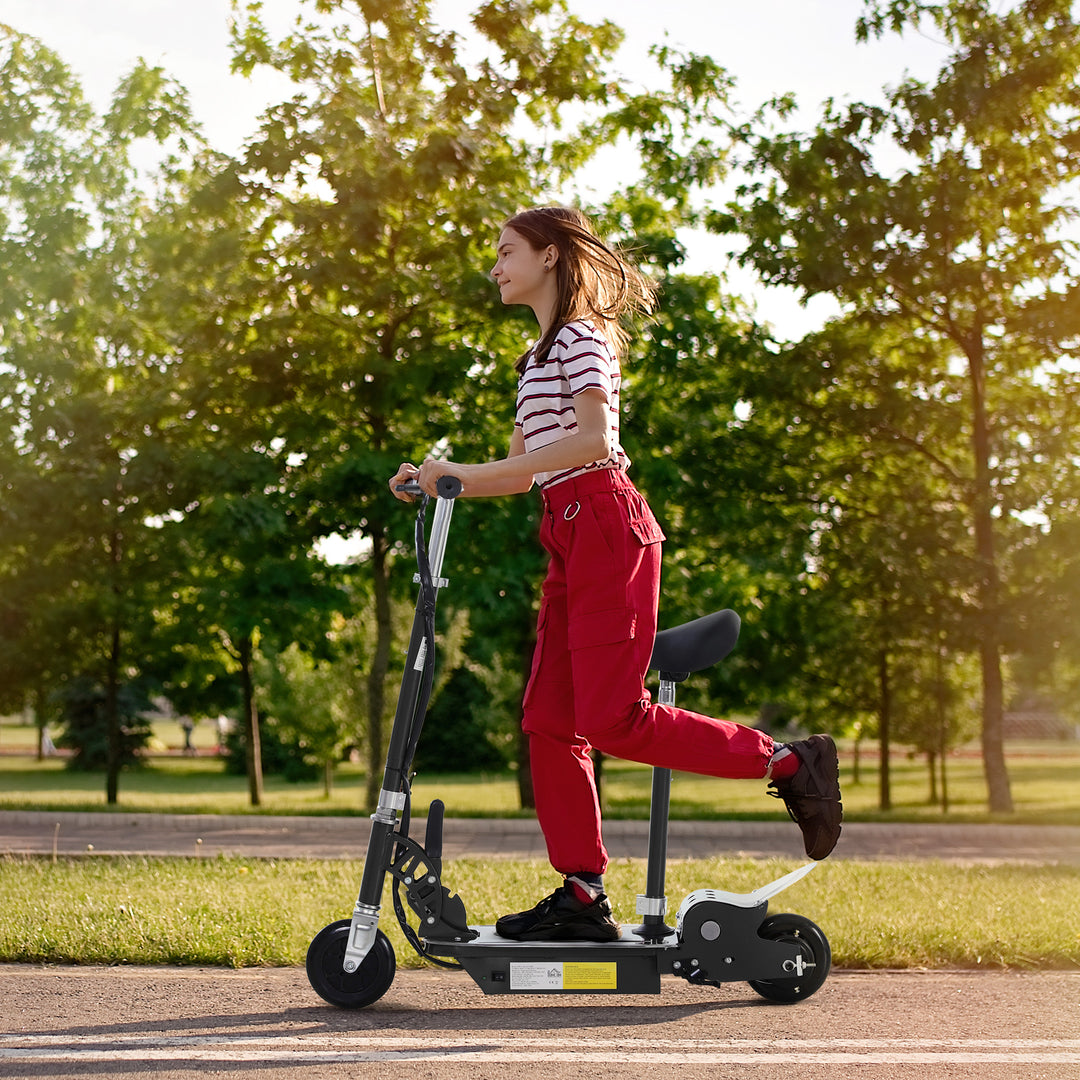 Electric Scooter for Kids, Foldable Powered Scooters for Age 7-12 with 120W Motor, Up to 10 KM/H & 8 KM, Adjustable Ride on Toy (Black)