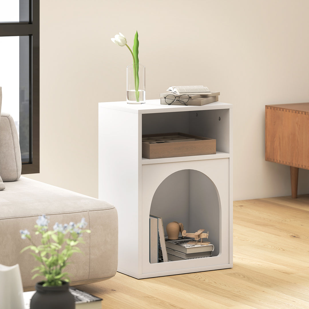 Bedside Table with 2 Open Compartments - White