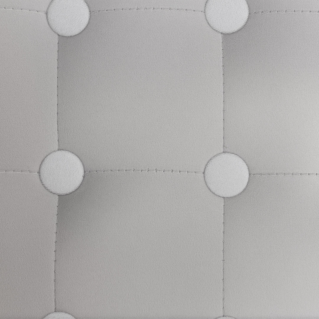 Velvet-Feel Square Ottoman - Light Grey