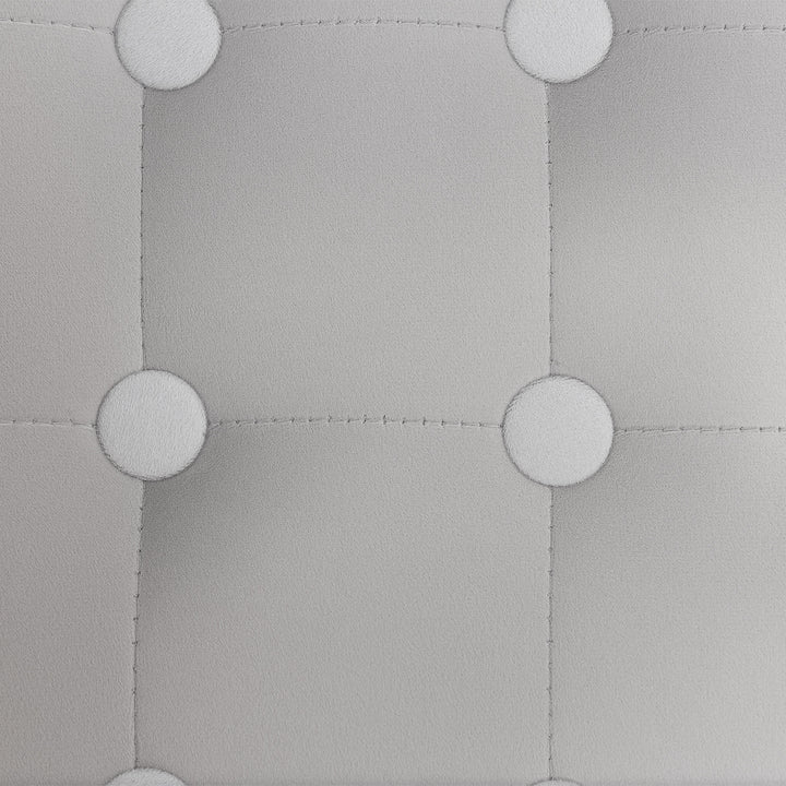 Velvet-Feel Square Ottoman - Light Grey