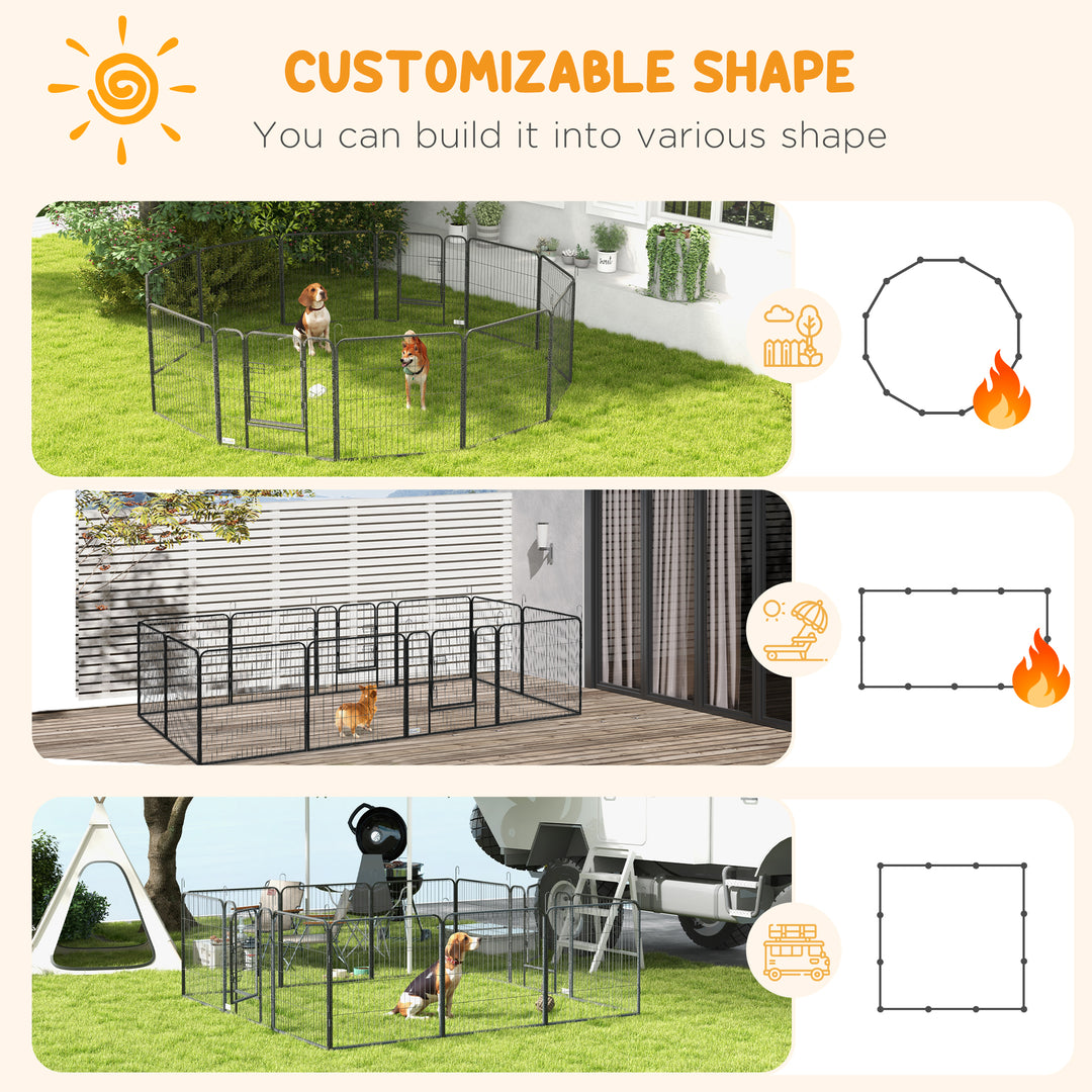 12 Panels Heavy Duty Puppy Playpen, for Small Dogs, Indoor and Outdoor Use - Silver