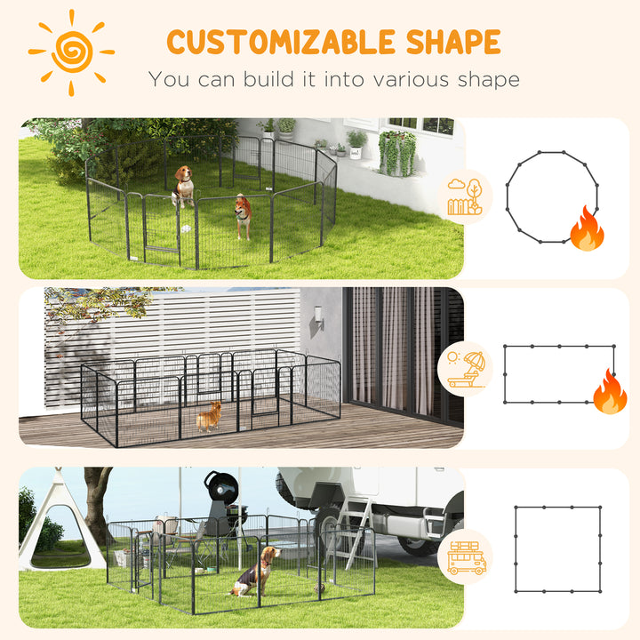 12 Panels Heavy Duty Puppy Playpen, for Small Dogs, Indoor and Outdoor Use - Silver