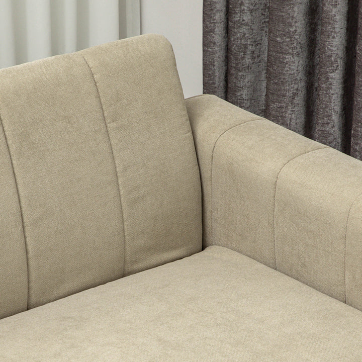 3 Seater Sofa, Modern Fabric Sofa Couch, Channel Tufted Upholstered Sofa Settee for Living Room, Guest Room, Bedroom, Home Office, Khaki