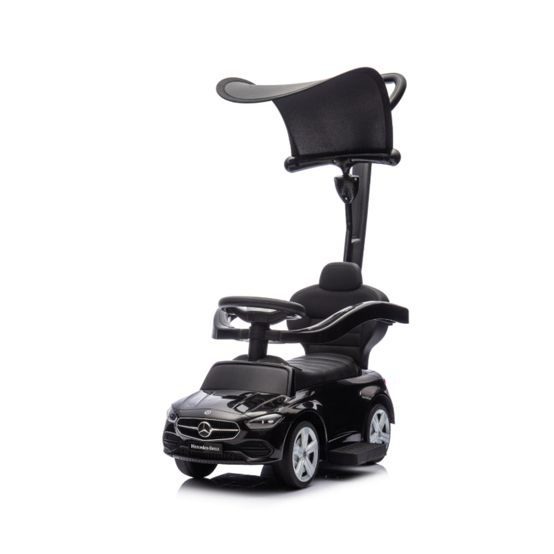 4 in 1 Licensed Benz Ride on Push Car with Handle, Canopy - view 4