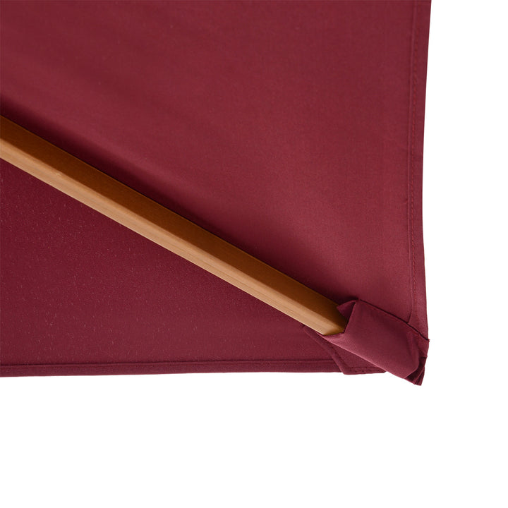 2 x 3m Wooden Garden Parasol Umbrella Outdoor Sun Shade Canopy, Wine Red