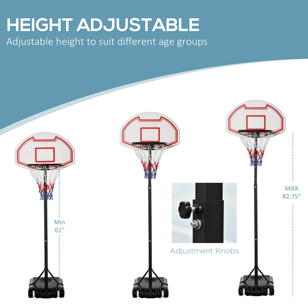 HOMCOM Portable Basketball Hoop: Wheeled Stand for Indoor & Outdoor Play, Adjustable Height, Monochrome Design | Aosom UK