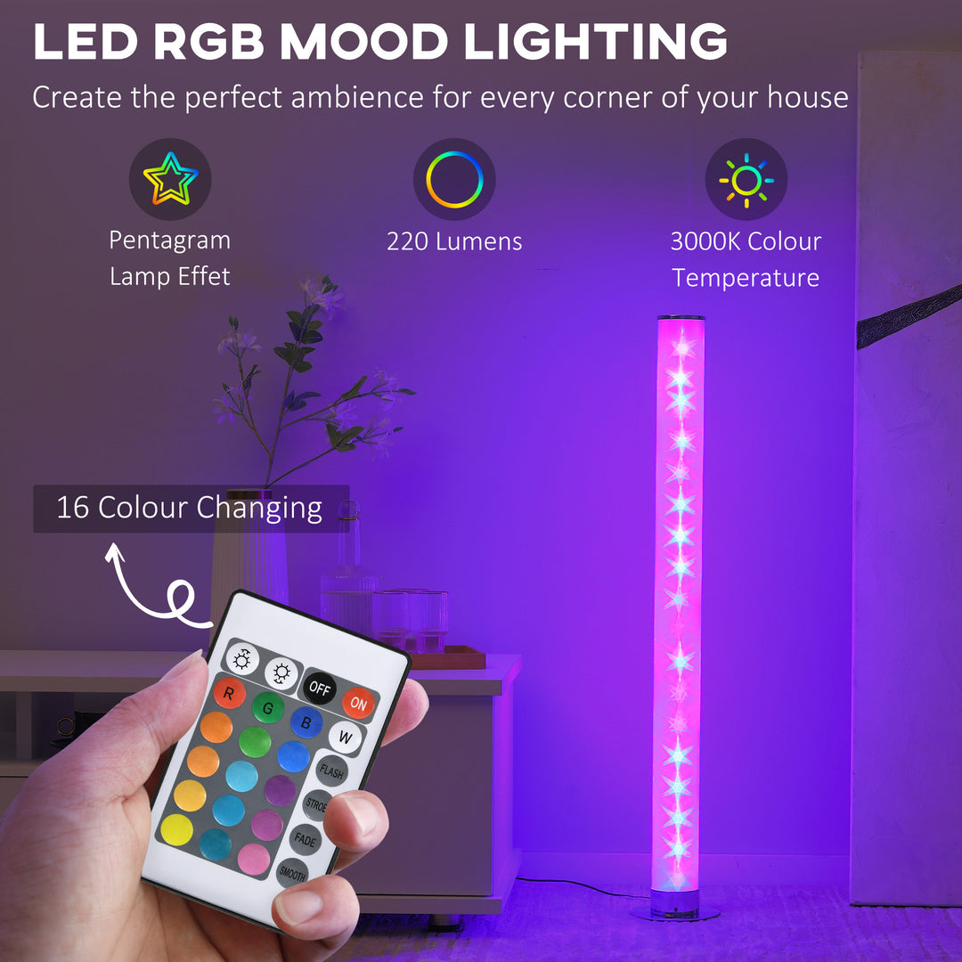 HOMCOM RGB Floor Lights with Dimmable LED, Remote, Floor Standing Lamp with 16 Colour Modes for Living Spaces & Gaming Rooms | Aosom UK