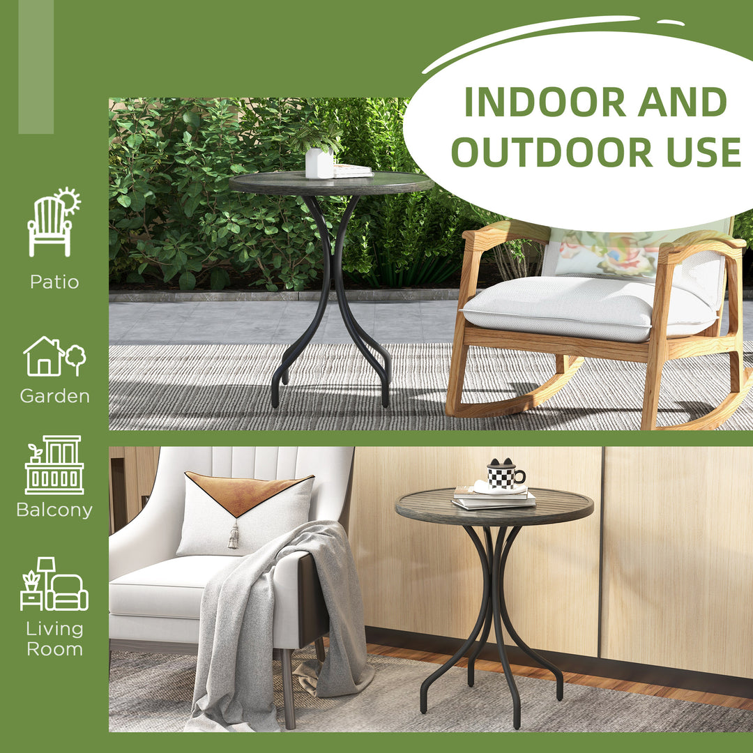 Outsunny 66cm Galvanised Steel Garden Table - Grey