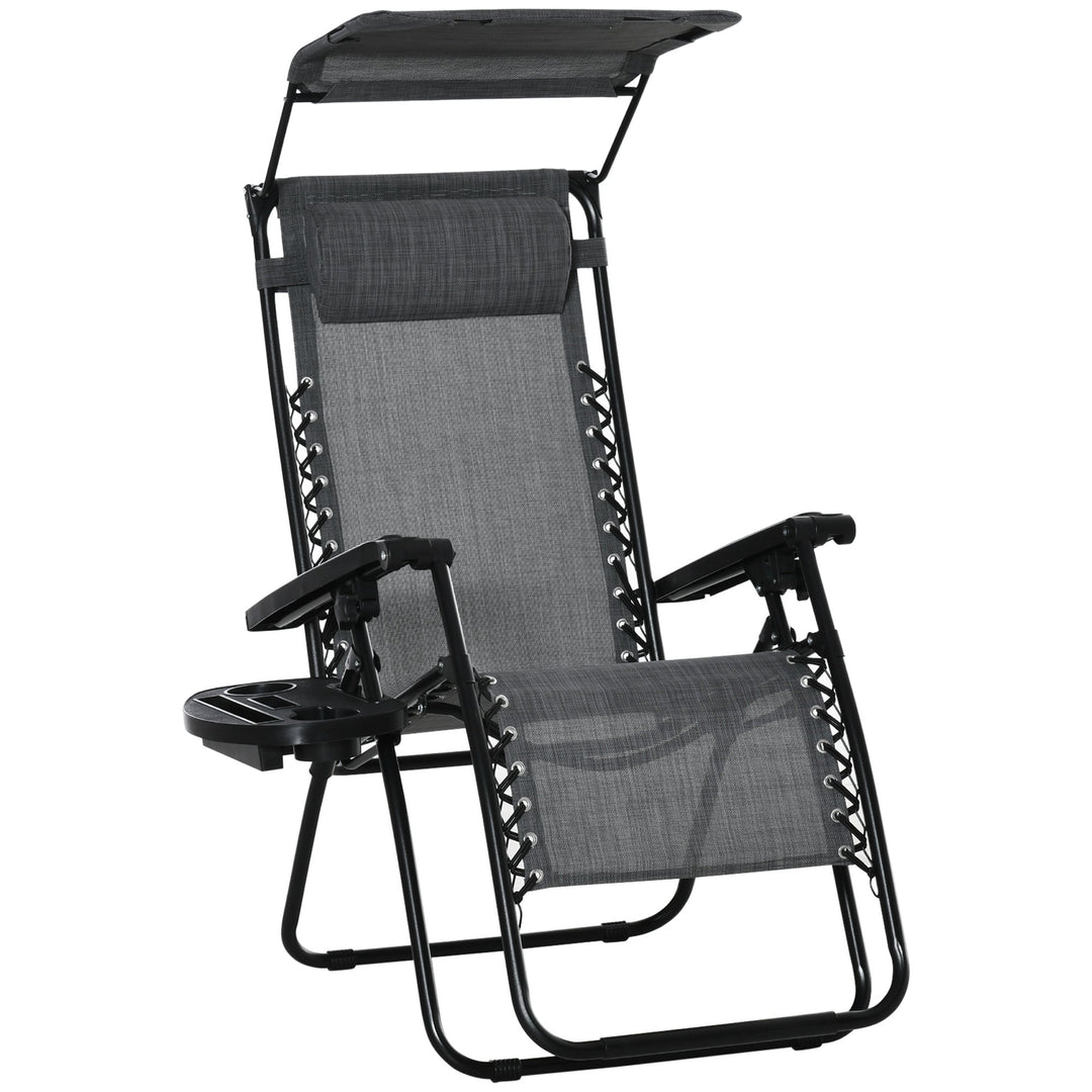 Foldable Reclining Garden Chair with Headrest, Zero Gravity Deck Sun Lounger Seat Chair with Footrest