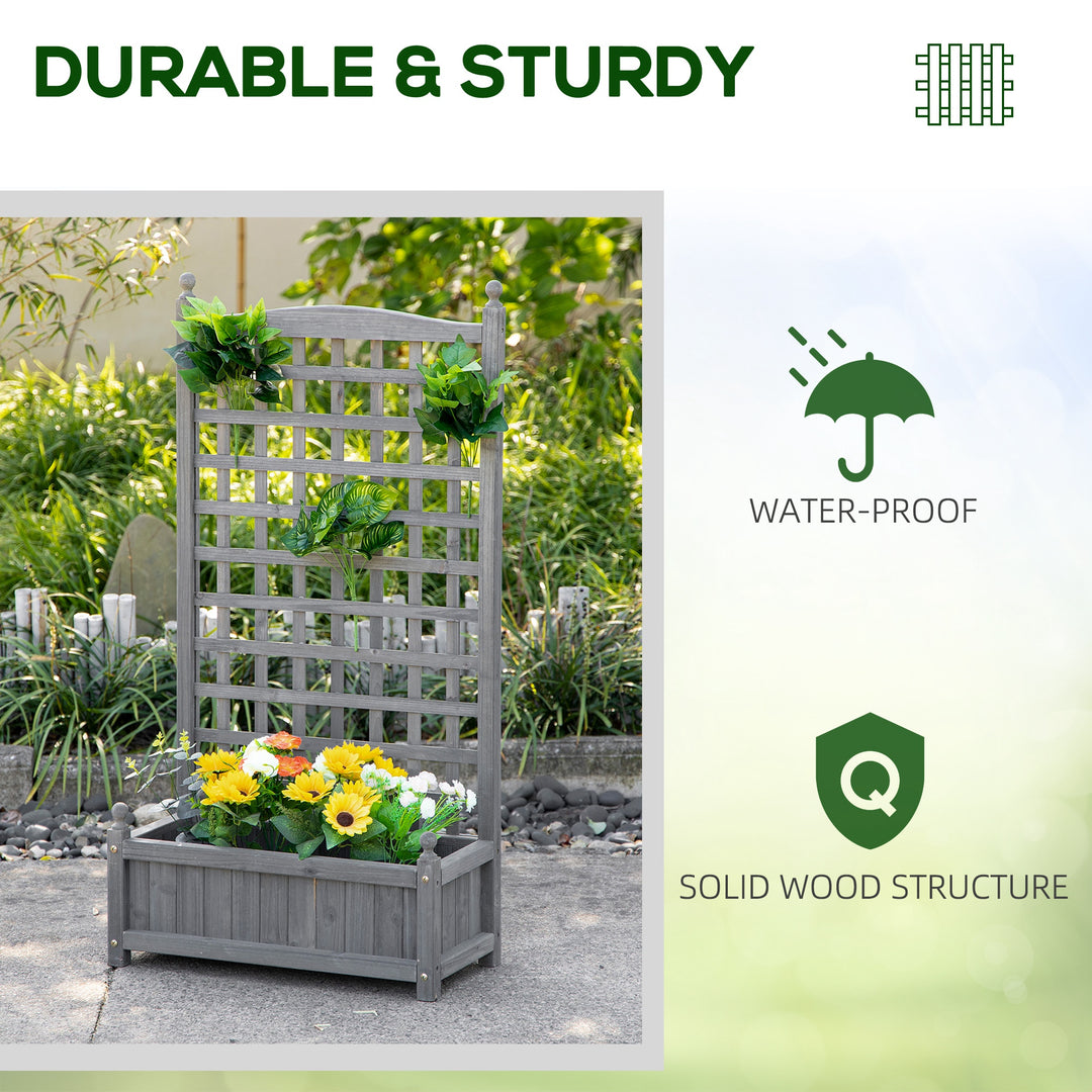 Garden Planters with Trellis for Climbing Vines, Wood Raised Beds for 