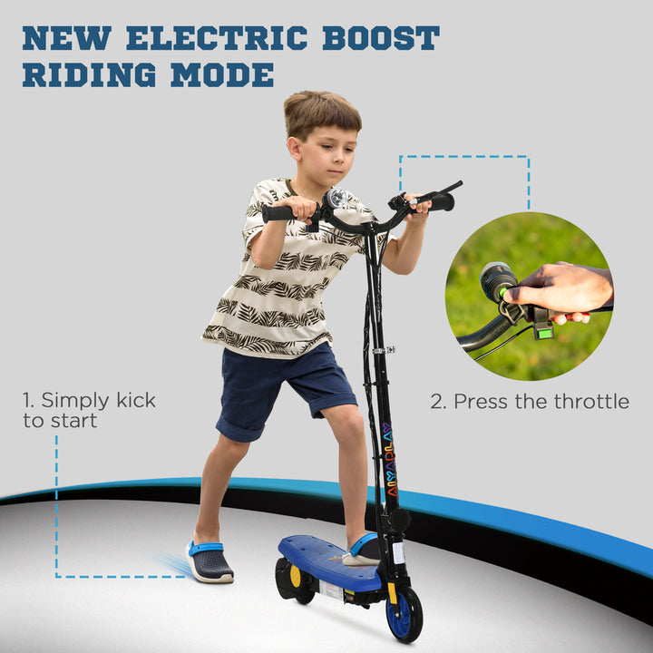 Foldable Electric Scooter, with LED Headlights, for Ages 7-14 Years, Blue