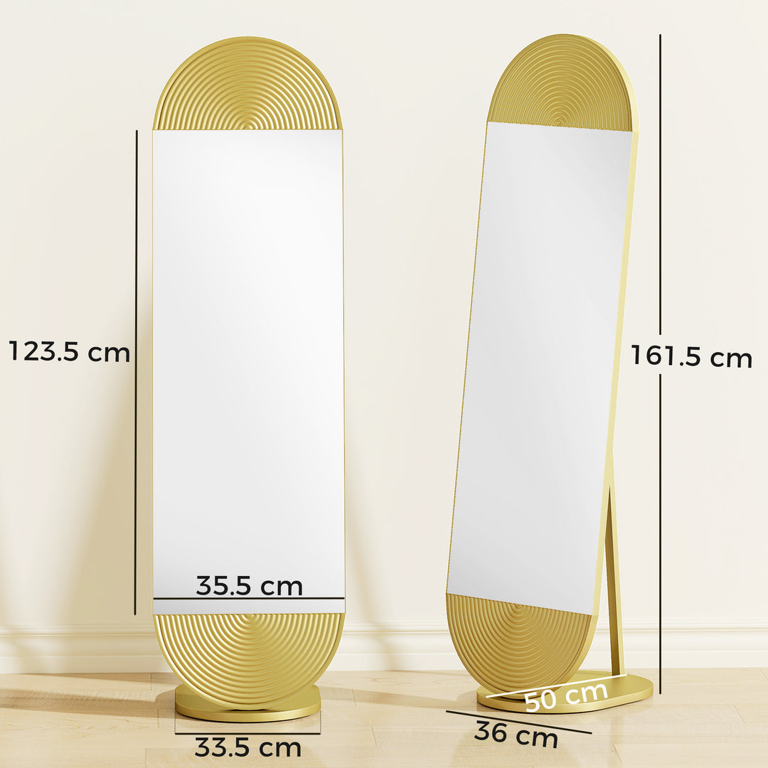 50 x 161 cm Wavy Full Length Mirror, Free Standing Mirror with Metal F