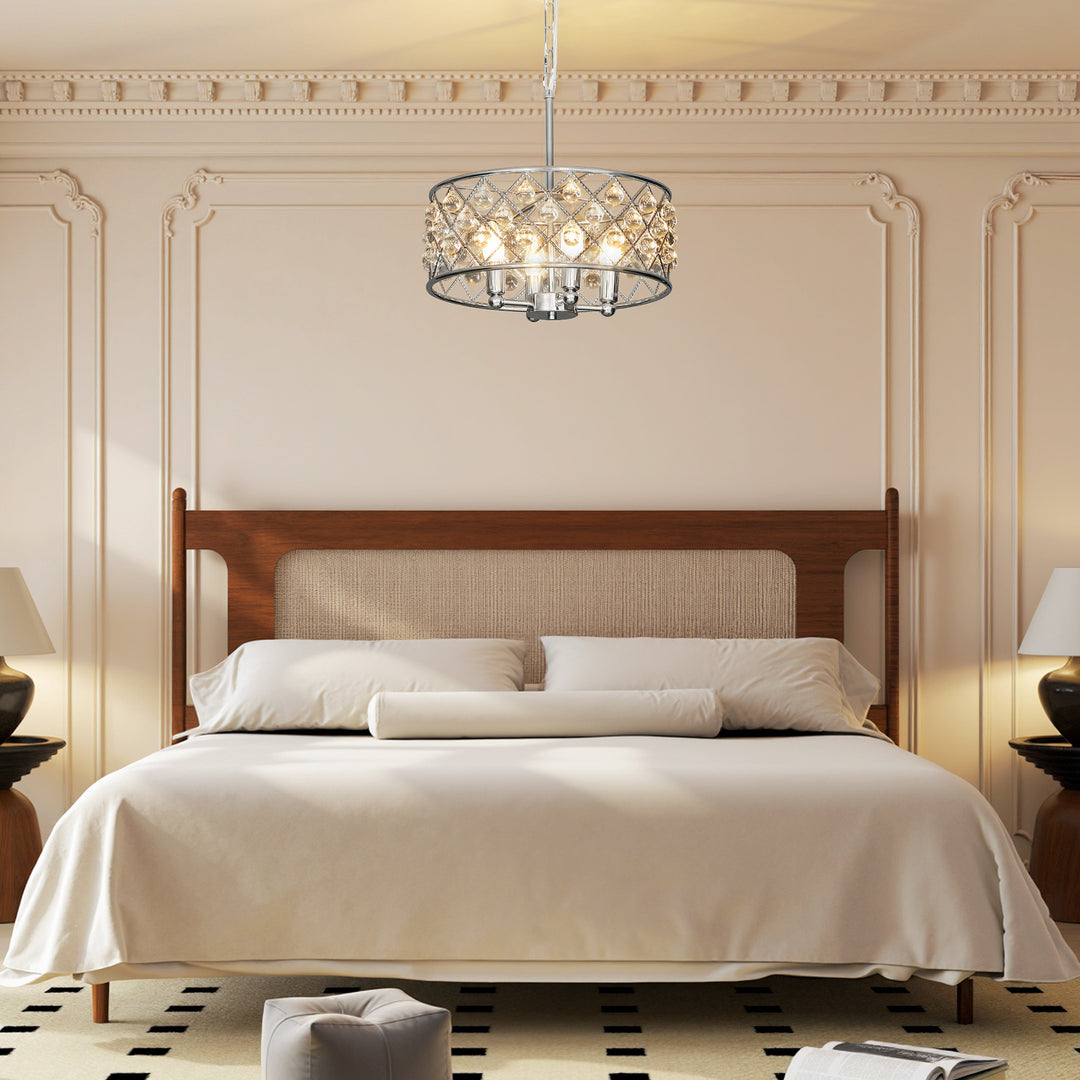 MCL 51 Crystallite Four-Bulb Chandelier - Silver-Tone