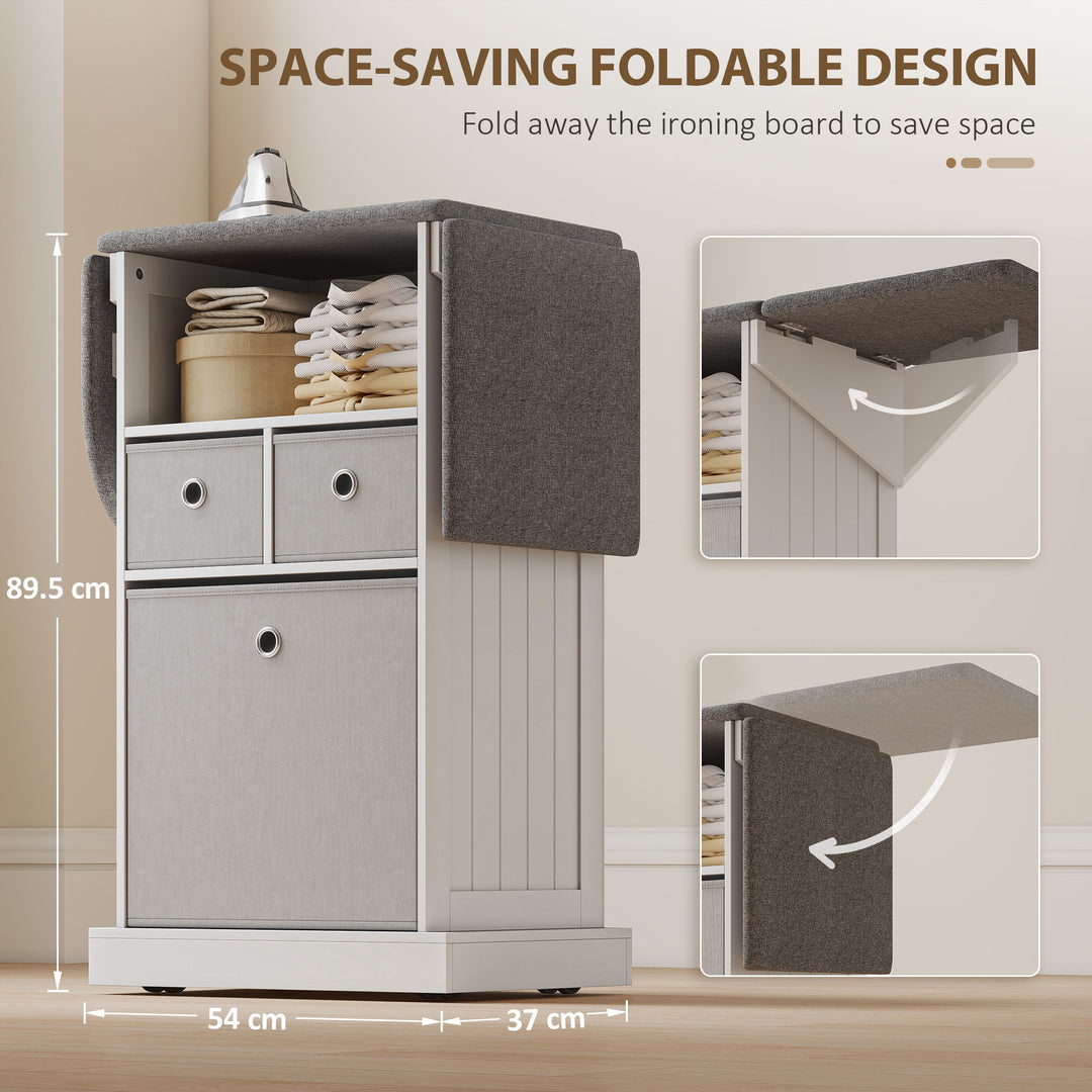 Ironing Board Cabinet on Wheels with Ironable and Foldable Top - view 5