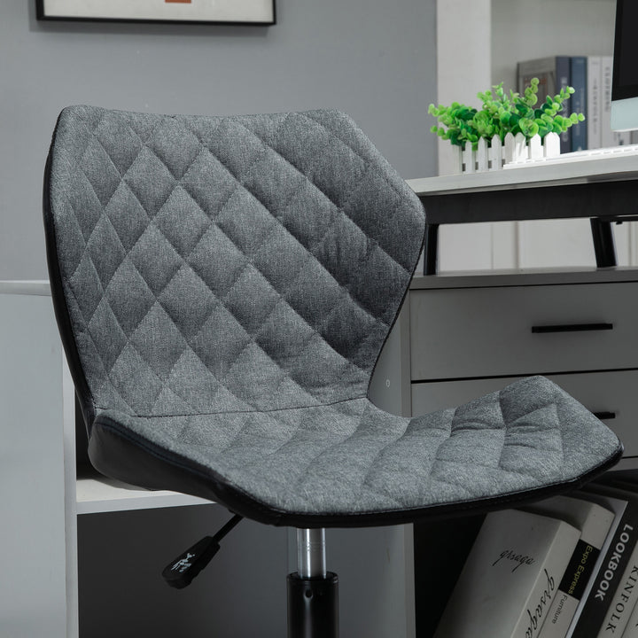 Office Computer Desk Chair, Swivel Task Chair no Arms, Fabric Study Chair with Adjustable Height and Rolling Wheels for Home Work, Grey