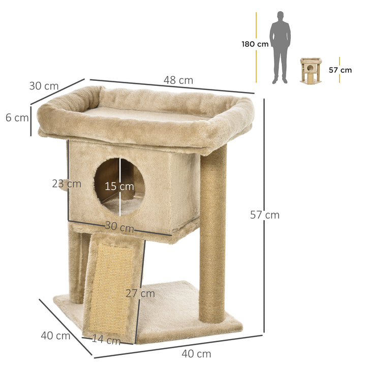Cat Tree Tower for Indoor Cats Cat Scratching Post Climbing Activity Centre w/Jute Scratching Pad, Toy Ball, Cat House - Coffee