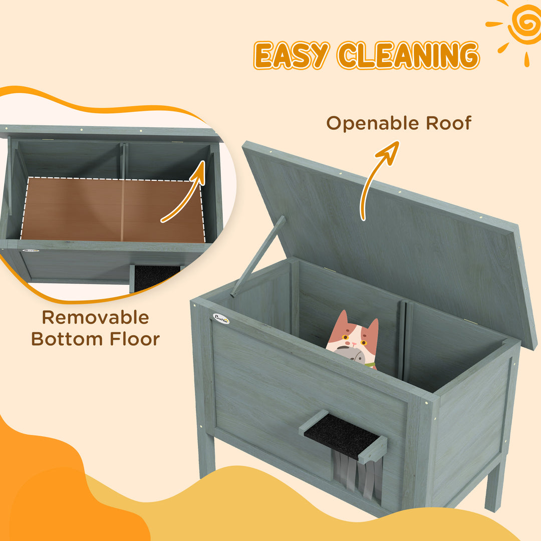 Feral Cat House, Wooden Insulated with Removable Floor, Water-Resistant Openable Roof - Charcoal Grey
