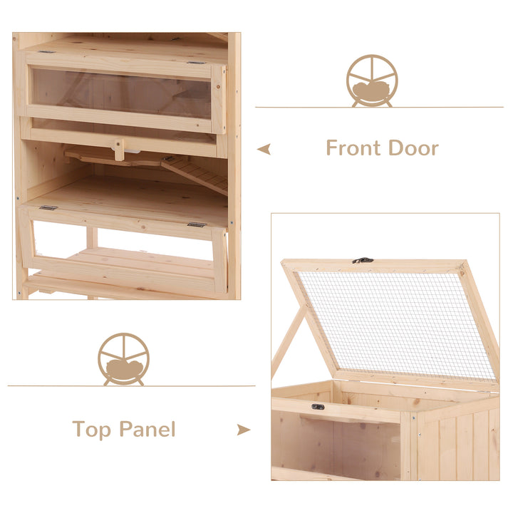 Wooden Large Hamster Cage, Gerbil Cage 4 Layers with Tall Bottom & Storage Shelf